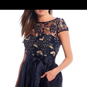 Navy blue and gold formal